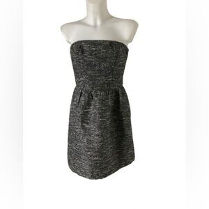 Gap Tweed Strapless Knee Length Structured Black & Metallic Cocktail Dress 4